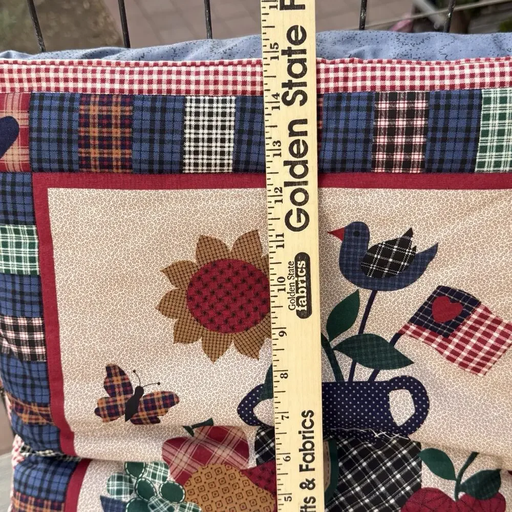Patchwork Cotton Double-Sided Throw Pillow Floral Country Farmhouse 16x16